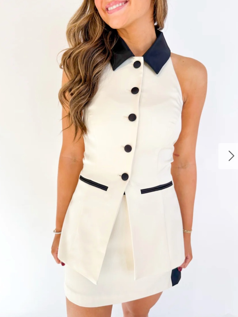 NWT Sedge Ivory and Black Halter Top & Skirt Size Medium